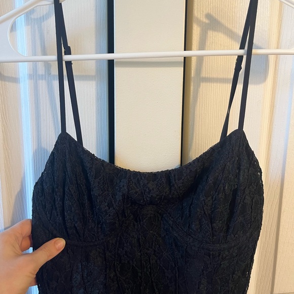 NWT Free People Cherie Lace Underwire Black Midi Dress - Picture 4 of 11